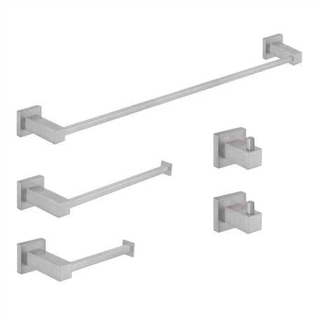 Kibi Cubic 5 - Piece Bathroom Hardware Set C-KBA15-5BN